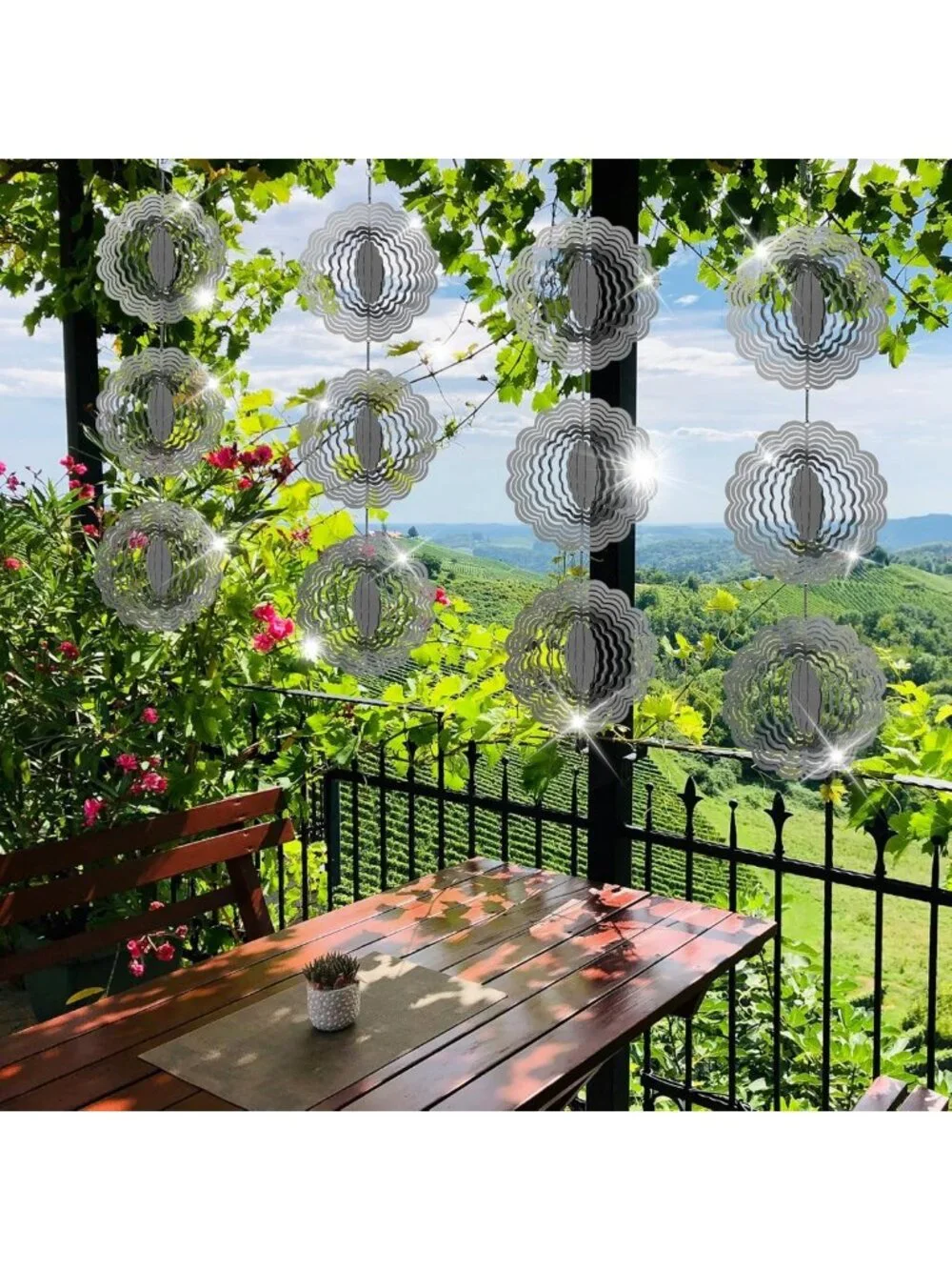 Reflective Stainless Steel Bird Deterrents for Patio - 3D Wind Spinners & Scare